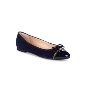 Stuart Weitzman Gabby Suede & Patent Leather Ballet Flats Blue	(Size 42)