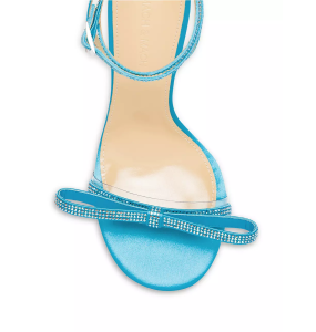 Mach & Mach French Bow Crystal Silk Sandal 95mm Blue 	