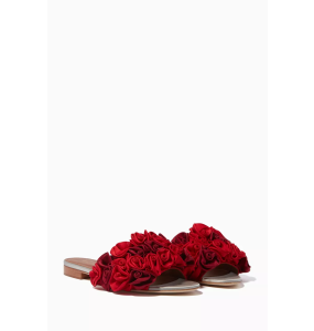 Malone Souliers Bacil Flat Slippers Red/Wine/Grey (Size 37)