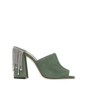 Jimmy Choo Baia 100 Crystal Embellished Green Mule 	(Size 39.5)