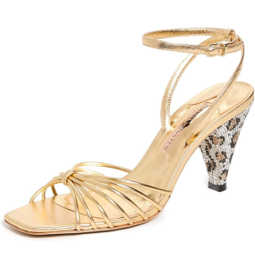 Sophia Webster Rue Mid Sandal Gold & Leopard Crystal	