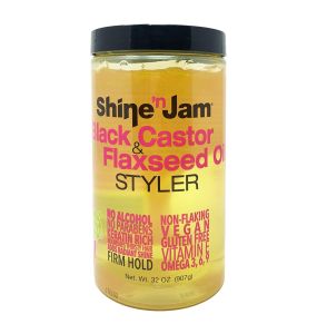 Ampro Shine 'N Jam Black Castor & Flaxseed Oil Styler, Firm Hold Gel - 32 Oz