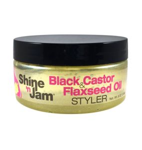Ampro Shine'N Jam Black Castor & Flaxseed Oil Styler Hair Styling Gel - 8 Oz