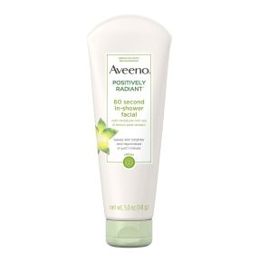 Aveeno Positively Radiant Soy Glycolic Acid and Kaolin Clay 60 Second in-Shower Facial Cleanser- 5 Oz