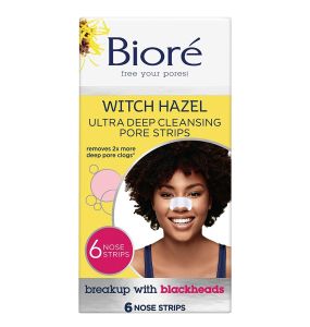 Biore Witch Hazel Ultra Deep Cleansing Blackhead Remover Pore Strips, 6 Ct
