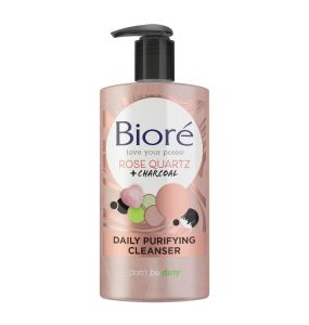 Biore Rose Quartz + Charcoal Oil-Free Daily Purifying Cleanser for Oily Skin - 6.77 Oz