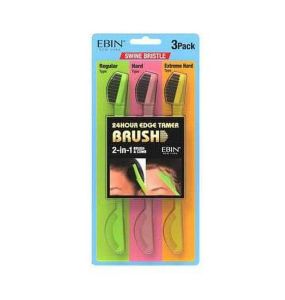 EBIN 24 HOUR EDGE TAMER BRUSH 2-IN-1 BRUSH & COMB (SWINE BRISTLE) HARD TYPE