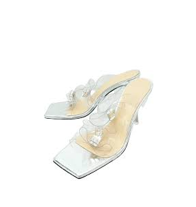 Mach & Mach French Triple Bow Pvc Mule 95mm Silver - Size 40