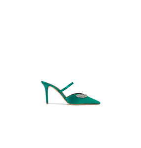 Malone Souliers Exclusive Fara-85 Crystal Feather Emerald Mule	