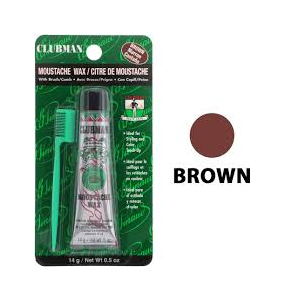 Clubman Moustache Wax with Brush Brown - 0.5 Oz