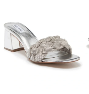 Steve Madden Maillot Braided Embellished Heeled Sandal In Rhinestone	(Size 39)