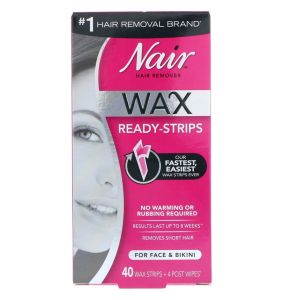 Nair Hair Remover Wax Ready- Strips for Face & Bikini 40 CT