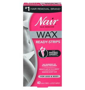 Nair Hair Remover Wax Ready-Strips for Legs & Body, 40 CT