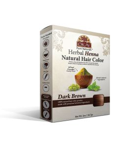 Okay Pure Naturals Herbal Henna Natural Hair Color, Dark Brown - 2 Oz