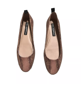 Karl Lagerfeld Paris Vada Snakeskin Embossed Balled Flats	(Size 39)