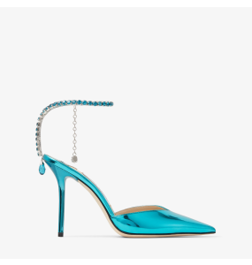 Jimmy Choo SAEDA 100-BAQ- Malibu Mix Liquid Leather W/Crystal	