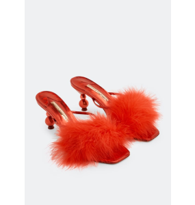 Sophia Webster Delicia Marabou Mid Mule Ruby	