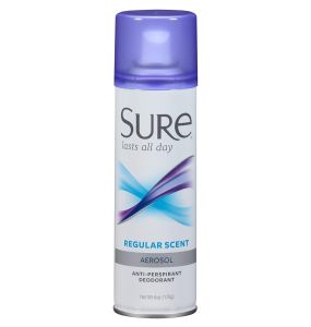 Sure Deodorant Aerosol, Regular Scent -6 Oz
