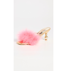 Sophia Webster Delicia Marabou Mid Mule Gold & Sherbet P	